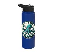 Let's Get Kraken Nautical Sea Octopus Stainless Steel Insulated Water Bottle