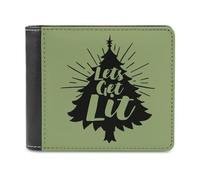 Let's Get LIT Christmas Tree Men's Bifold Wallet Slim Cash Card Holder Leather Purse