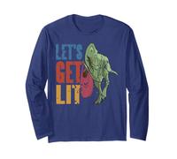 Let's Get Lit Dinosaur Lights Christmas Humor Long Sleeve T-Shirt