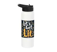 Let's Get Lit Festive Holiday Lights Stainless Steel Insulated Water Bottle