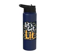 Let's Get Lit Festive Holiday Lights Stainless Steel Insulated Water Bottle