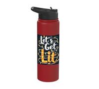 Let's Get Lit Festive Holiday Lights Stainless Steel Insulated Water Bottle