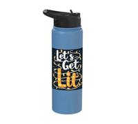 Let's Get Lit Festive Holiday Lights Stainless Steel Insulated Water Bottle