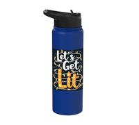Let's Get Lit Festive Holiday Lights Stainless Steel Insulated Water Bottle