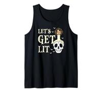 Let's Get Lit Funny Skull Candle Spooky Halloween Humor Tank Top