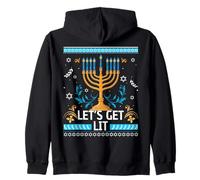 Let's Get Lit Happy Hanukkah Menorah Ugly Christmas Zip Hoodie