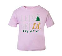 Let's get lit Short Sleeve Cotton Kids t Shirt, 2-3 Years, Pastel Pink
