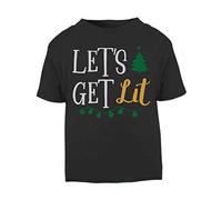 Let's get lit Short Sleeve Cotton Toddler t Shirt, 1-2 Years, Black