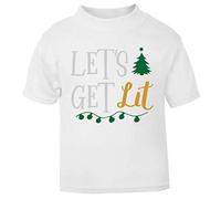 Let's get lit Short Sleeve Cotton Toddler t Shirt, 1-2 Years, White