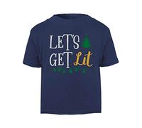 Let's get lit Short Sleeve Cotton Toddler t Shirt, 3-4 Years, Navy
