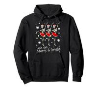 Let's Get Merry & Bright Christmas Funny Dancing Skeletons Pullover Hoodie