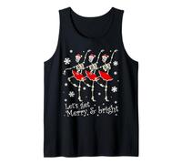 Let's Get Merry & Bright Christmas Funny Dancing Skeletons Tank Top