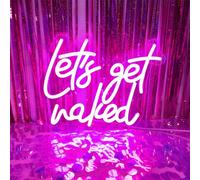 Lets Get Naked Neon Sign Let's Get Naked Neon Signs for Wall Decor, Led Light Sign for Girls Thanksgiving Bedroom Birthday Party Bar, 11.8" x 9.4"