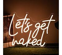 Let's Get Naked Neon Sign Warm White Neon Light Letter Led Neon Signs for Wall Decor Lady LED Neon Lights for Bedroom Girls Room Dormitory Decoration(15.7"x11.8")