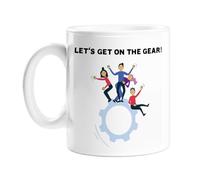 Let's Get On The Gear! Mug | Funny Cocaine Novelty Mug, Group of People Balancing On A Gear, Hand Illustrated Novelty Mug, Drugs Humour Mug