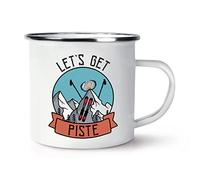 Let's Get Piste Skiing Enamel Mug Cup