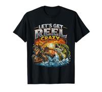 Lets Get Reel Crazy Funny Fishing Graphic Gift for Men Dads T-Shirt