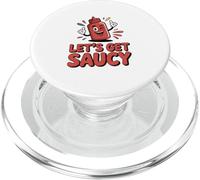Lets Get Saucy Funny Ketchup Bottle Food Pun PopSockets PopGrip for MagSafe