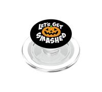 Let's Get Smashed Funny Halloween Pumpkin Smile October Beer PopSockets PopGrip for MagSafe
