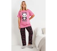 'Let's Get Snuggly' Wide Leg Pyjama Set Yours Pink 30-32