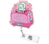 Let's Get This Bread Funny Pink Toaster Nurse Badge Reel, Cute Retractable ID Medical Badge Holder, Name Tag Badge Clip for RN LPN CNA MA Night Shift Nurse Nursing Student Doctor Medical Social Worker