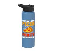 Let's Get This Pizza Party Started Pizza Birthday Stainless Steel Insulated Water Bottle