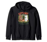 Lets Get Toasted Funny Bear Campfire Lovers marshmallow Zip Hoodie