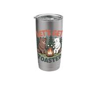 Lets Get Toasted Funny Campfire Bears Friends Brown Bear Stainless Steel Insulated Tumbler