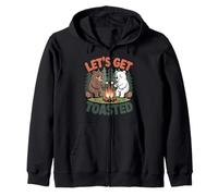 Lets Get Toasted Funny Campfire Bears Friends brown bear Zip Hoodie