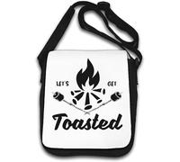 Let's Get Toasted Funny Campfire Grilling Marshmallow Graphic Shoulder Bag White