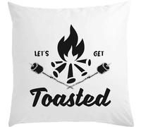 Let's Get Toasted Funny Campfire Grilling Marshmallow Graphic White Pillow 40x40cm With Filler White