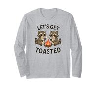 Let's Get Toasted Raccoon Camping Campfire Marshmallow Pun Long Sleeve T-Shirt