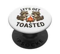 Let's Get Toasted Raccoon Camping Campfire Marshmallow Pun PopSockets Adhesive PopGrip
