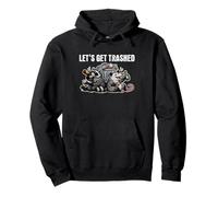 Let's Get Trashed Funny Trash Panda Raccoon Opossum Meme Pullover Hoodie