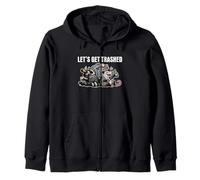 Let's Get Trashed Funny Trash Panda Raccoon Opossum Meme Zip Hoodie
