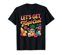 Let's Get Tropi-Cool Flamingo Pineapple Beach Graphic T-Shirt