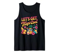 Let's Get Tropi-Cool Flamingo Pineapple Beach Graphic Tank Top