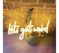 Let's Get Weird Neon Sign with USB Power and Dimmable Switch,Hanging Neon Signs Night lamps for Wall Background Room Aesthetic Decor, 16x8 in,Warm White