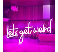Let's Get Weird Neon Sign with USB Power and Dimmable Switch,Hanging Pink Neon Signs Night lamps for Wall Background Room Aesthetic Decor, 16x8 in
