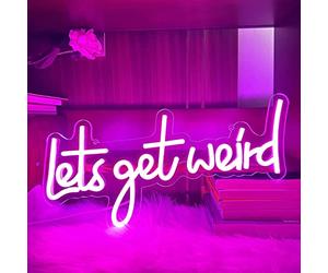 Let's Get Weird Neon Sign with USB Power and Dimmable Switch,Hanging Pink Neon Signs Night lamps for Wall Background Room Aesthetic Decor, 16x8 in
