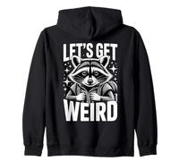 Let's Get Weird Raccoon Backpack Stars Fun Zip Hoodie