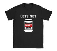 Lets Get Wheysted Mens T-Shirt X-Large Black Funny Bodybuilding Workout Gym Protein Gift Top