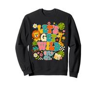 Lets Get Wild Animals Safari Kids Birthday Safari Bday Party Sweatshirt