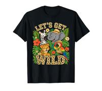 Let's Get Wild Bday Safari Animals Tropical Toddler Birthday T-Shirt