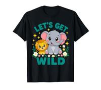 Let's Get Wild Elephant Lion Kids Bday Funny Birthday Safari T-Shirt