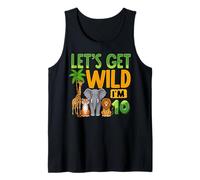 Lets Get Wild Im 10 Jungle Safari Birthday Ten Years Old Tank Top