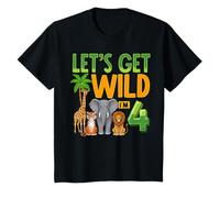 Lets Get Wild Im 4 Jungle Safari Birthday Four Years Old T-Shirt