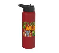 Lets Get Wild Im 5 Jungle Safari Birthday Five Years Old Stainless Steel Insulated Water Bottle