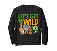 Lets Get Wild Im 9 Jungle Safari Birthday Nine Years Old Long Sleeve T-Shirt
