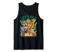 Let's Get Wild Safari Animals Novelty Zoo Graphic Tank Top
